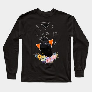 Raven with flowers Long Sleeve T-Shirt